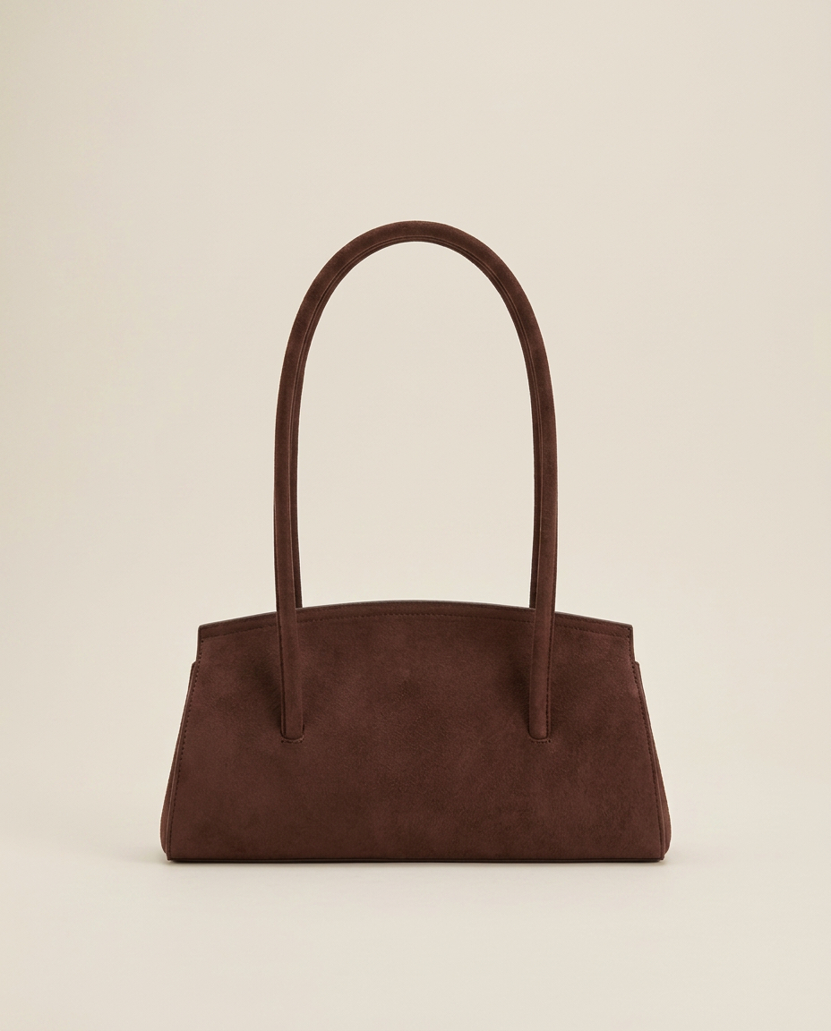 Chocolate suede shoulder bag