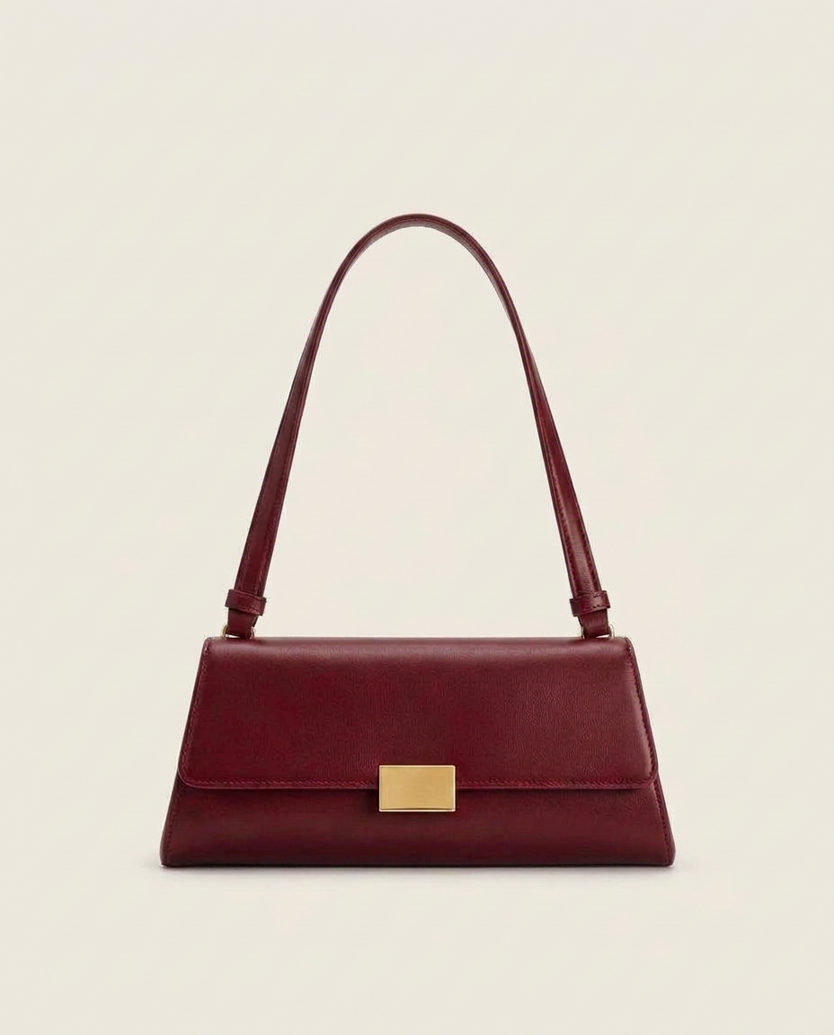 Burgundy baguette shoulder bag